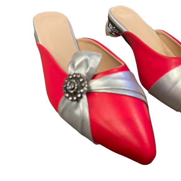 Cute Red & Silver Slide Shoes 7 37 - Picture 4 of 6